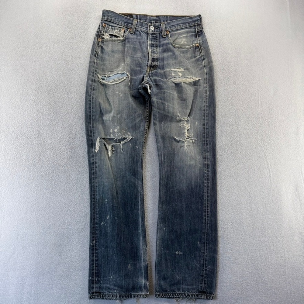 Vintage Levis Jeans Mens 32x34 FITS 30x32 Blue Denim Dark Distressed Repairs y2k